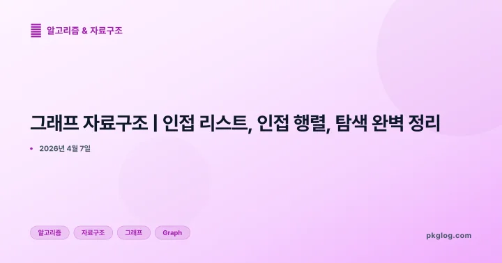 [2026] 그래프 자료구조 | 인접 리스트, 인접 행렬, 탐색 완벽 정리