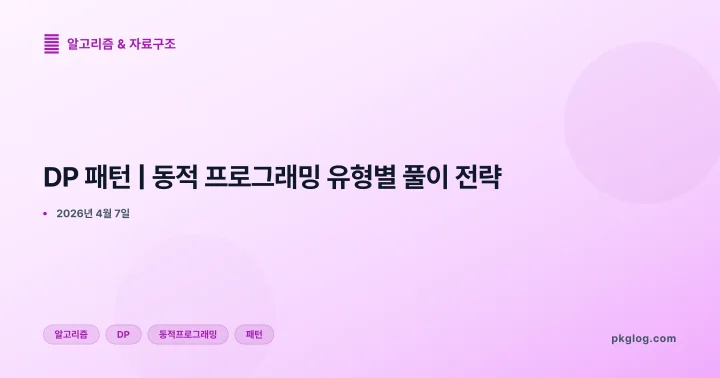 [2026] DP 패턴 | 동적 프로그래밍 유형별 풀이 전략