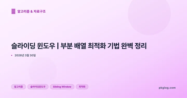 [2026] 슬라이딩 윈도우 | 부분 배열 최적화 기법 완벽 정리