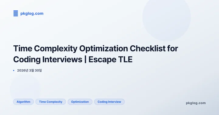 [2026] Time Complexity Optimization Checklist for Coding Interviews | Escape TLE