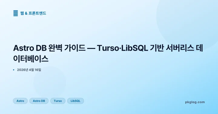 Astro DB 완벽 가이드 — Turso·LibSQL 기반 서버리스 데이터베이스