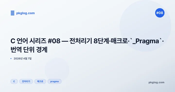 [2026] C 언어 시리즈 #08 — 전처리기 8단계·매크로·`_Pragma`·번역 단위 경계