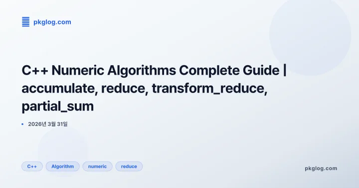 [2026] C++ Numeric Algorithms Complete Guide | accumulate, reduce, transform_reduce, partial_sum