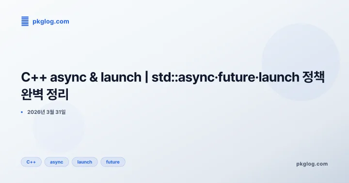 [2026] C++ async & launch | std::async·future·launch 정책 완벽 정리