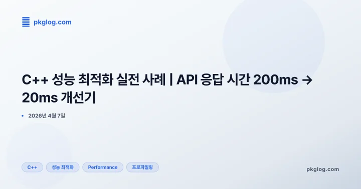 [2026] C++ 성능 최적화 실전 사례 | API 응답 시간 200ms → 20ms 개선기