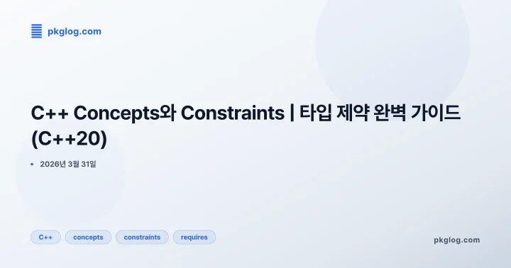 [2026] C++ Concepts와 Constraints | 타입 제약 완벽 가이드 (C++20)