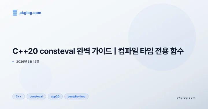 [2026] C++20 consteval 완벽 가이드 | 컴파일 타임 전용 함수