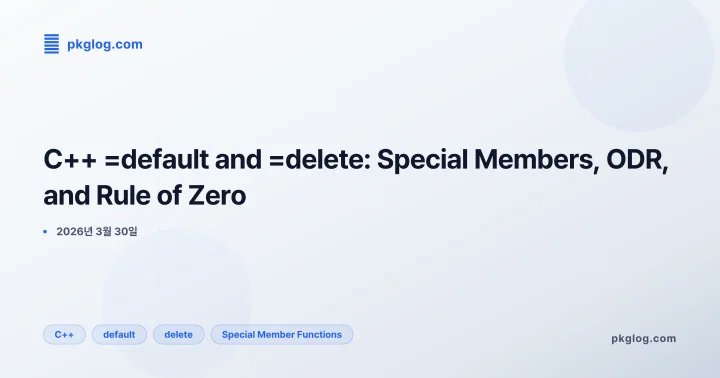 [2026] C++ =default and =delete: Special Members, ODR, and Rule of Zero