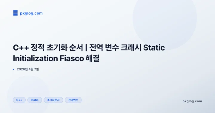 [2026] C++ 정적 초기화 순서 | 전역 변수 크래시 Static Initialization Fiasco 해결