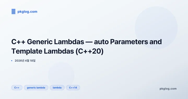 [2026] C++ Generic Lambdas — auto Parameters and Template Lambdas (C++20)