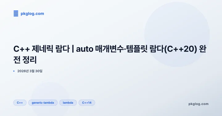 [2026] C++ 제네릭 람다 | auto 매개변수·템플릿 람다(C++20) 완전 정리