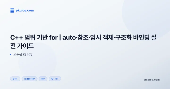 [2026] C++ 범위 기반 for | auto·참조·임시 객체·구조화 바인딩 실전 가이드
