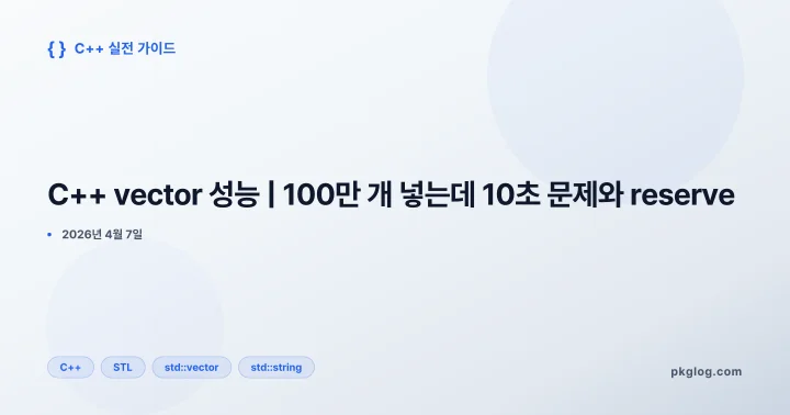 [2026] C++ vector 성능 | 100만 개 넣는데 10초 문제와 reserve
