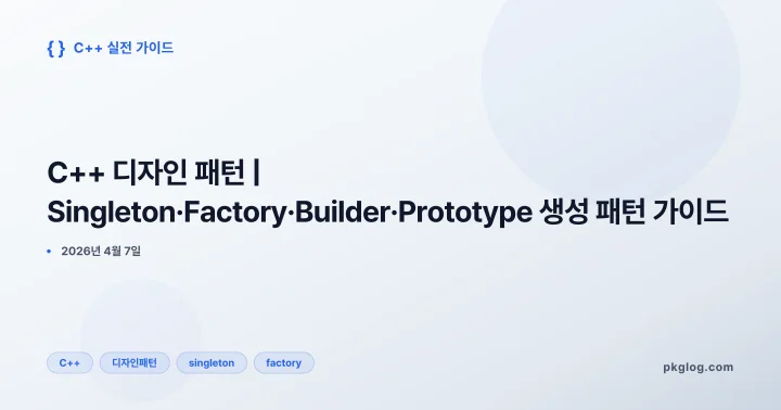 [2026] C++ 디자인 패턴 | Singleton·Factory·Builder·Prototype 생성 패턴 가이드