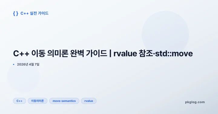 [2026] C++ 이동 의미론 완벽 가이드 | rvalue 참조·std::move