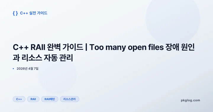 [2026] C++ RAII 완벽 가이드 | Too many open files 장애 원인과 리소스 자동 관리