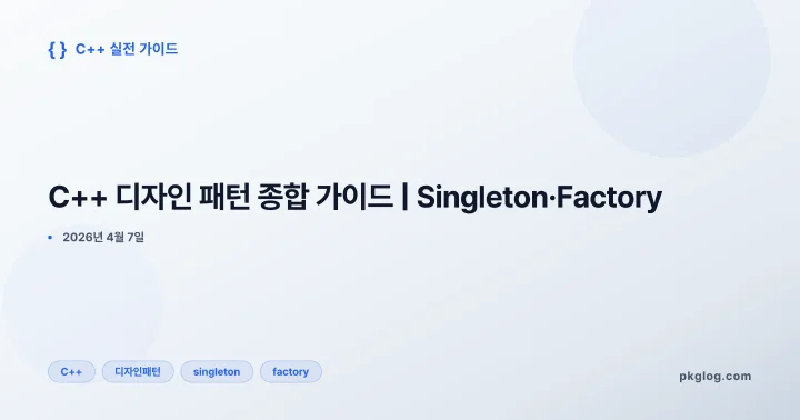 [2026] C++ 디자인 패턴 종합 가이드 | Singleton·Factory