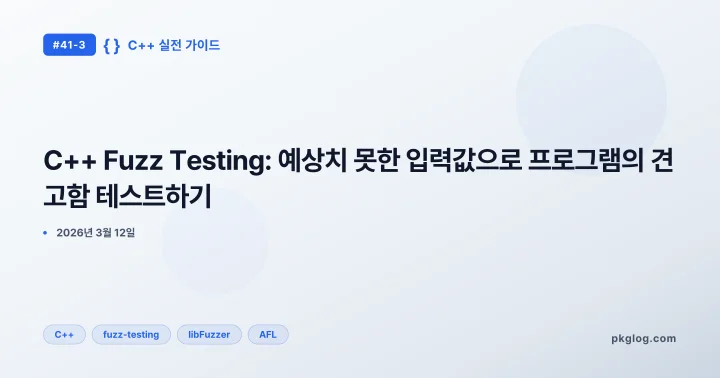 C++ Fuzz Testing: 예상치 못한 입력값으로 프로그램의 견고함 테스트하기 [#41-3]