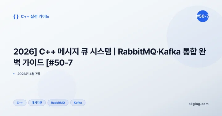[2026] C++ 메시지 큐 시스템 | RabbitMQ·Kafka 통합 완벽 가이드 [#50-7]