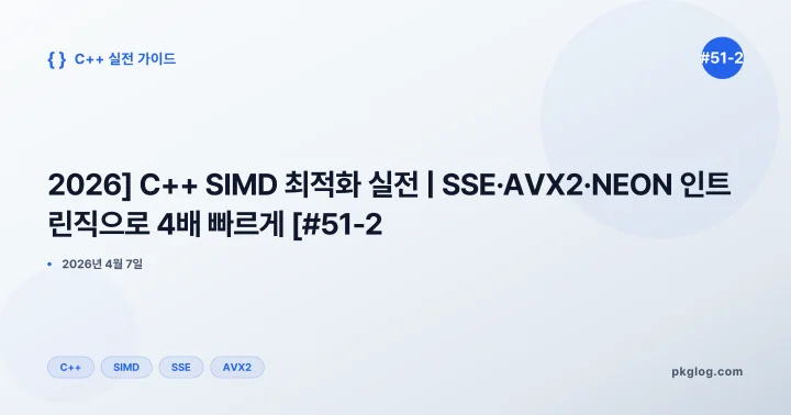 [2026] C++ SIMD 최적화 실전 | SSE·AVX2·NEON 인트린직으로 4배 빠르게 [#51-2]