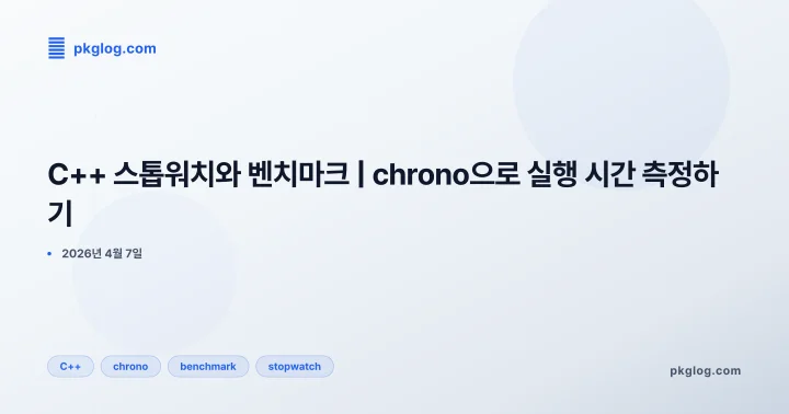 [2026] C++ 스톱워치와 벤치마크 | chrono으로 실행 시간 측정하기