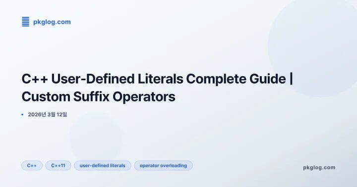 [2026] C++ User-Defined Literals Complete Guide | Custom Suffix Operators