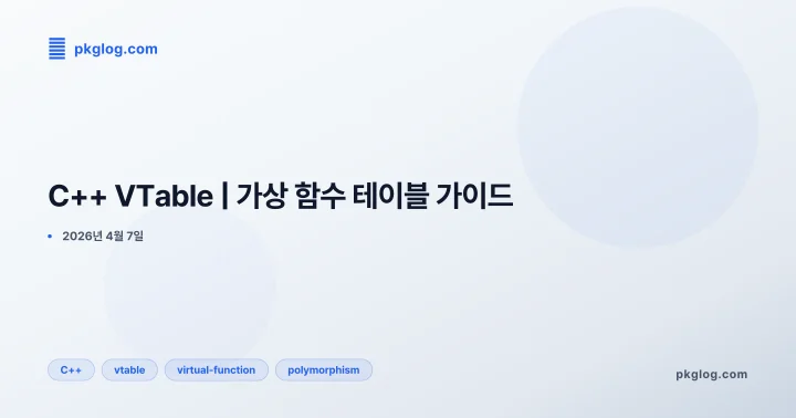 [2026] C++ VTable | 가상 함수 테이블 가이드