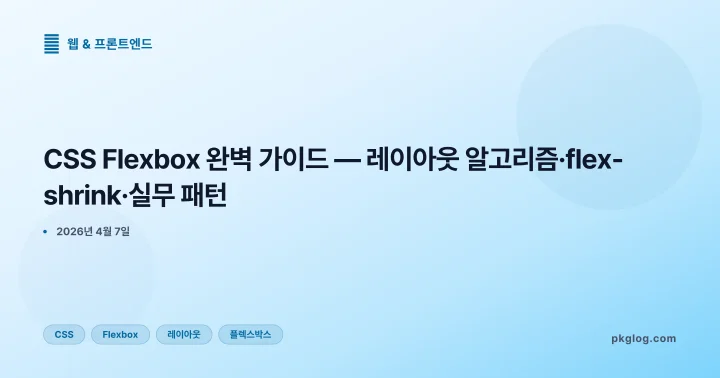 [2026] CSS Flexbox 완벽 가이드 — 레이아웃 알고리즘·flex-shrink·실무 패턴
