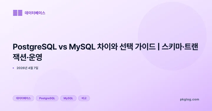 [2026] PostgreSQL vs MySQL 차이와 선택 가이드 | 스키마·트랜잭션·운영