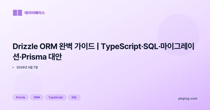 [2026] Drizzle ORM 완벽 가이드 | TypeScript·SQL·마이그레이션·Prisma 대안
