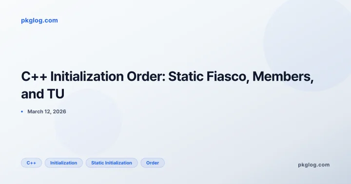 C++ Initialization Order: Static Fiasco, Members, and TU