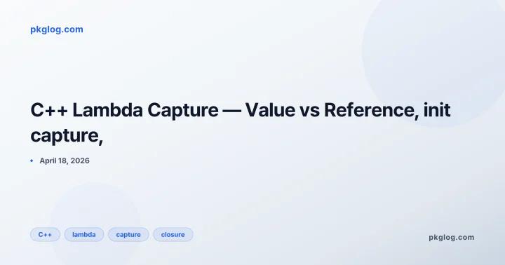 C++ Lambda Capture — Value vs Reference, init capture,