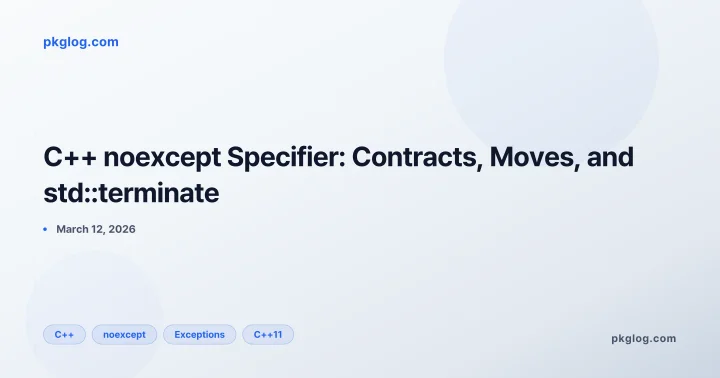 C++ noexcept Specifier: Contracts, Moves, and std::terminate