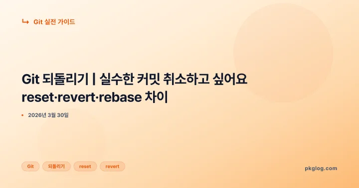 [2026] Git 되돌리기 | 실수한 커밋 취소하고 싶어요 reset·revert·rebase 차이