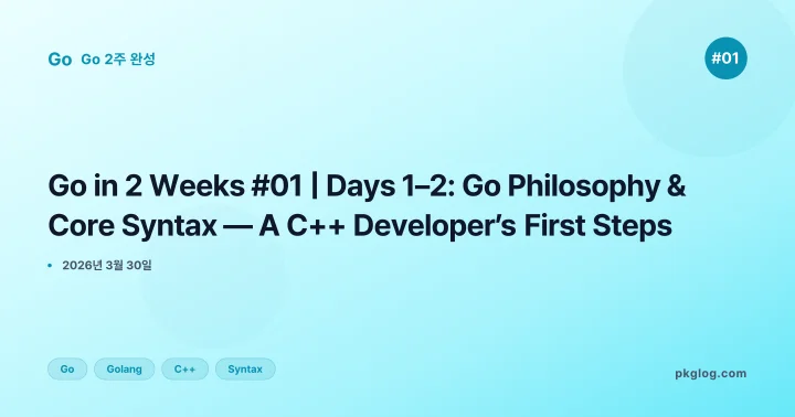 [2026] Go in 2 Weeks #01 | Days 1–2: Go Philosophy & Core Syntax — A C++ Developer’s First Steps
