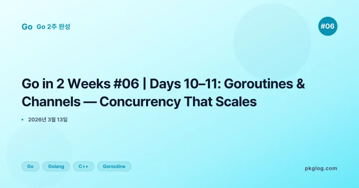 [2026] Go in 2 Weeks #06 | Days 10–11: Goroutines & Channels — Concurrency That Scales