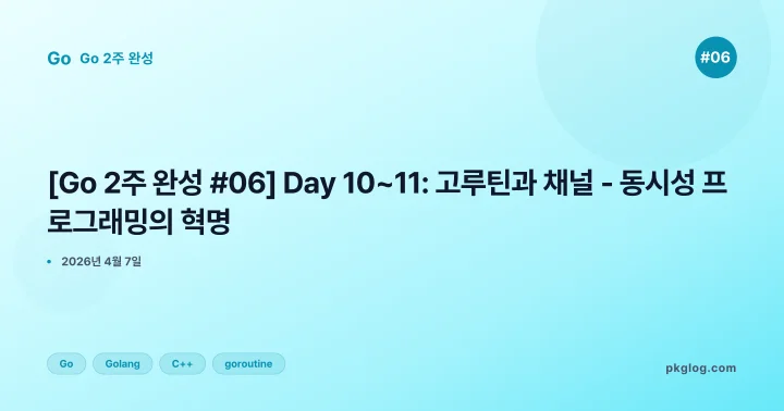 [2026] [Go 2주 완성 #06] Day 10~11: 고루틴과 채널 - 동시성 프로그래밍의 혁명