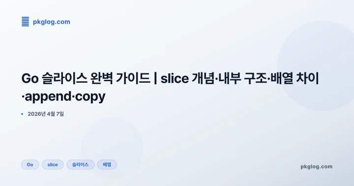 [2026] Go 슬라이스 완벽 가이드 | slice 개념·내부 구조·배열 차이·append·copy