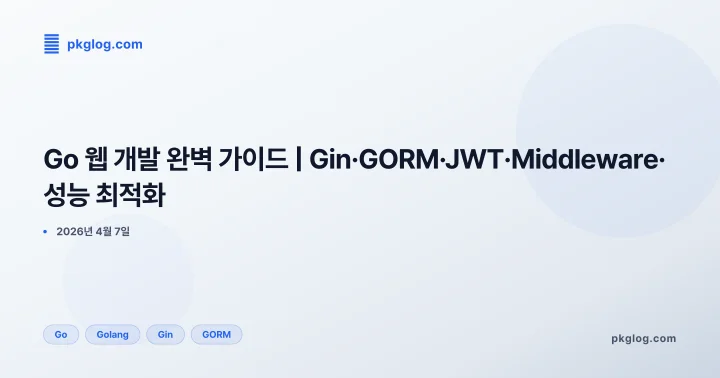 [2026] Go 웹 개발 완벽 가이드 | Gin·GORM·JWT·Middleware·성능 최적화