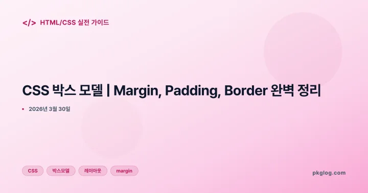 [2026] CSS 박스 모델 | Margin, Padding, Border 완벽 정리