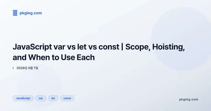 [2026] JavaScript var vs let vs const | Scope, Hoisting, and When to Use Each