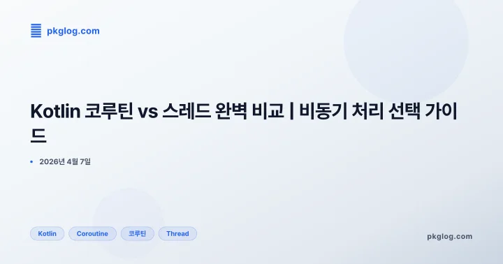 [2026] Kotlin 코루틴 vs 스레드 완벽 비교 | 비동기 처리 선택 가이드