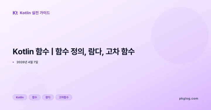 [2026] Kotlin 함수 | 함수 정의, 람다, 고차 함수