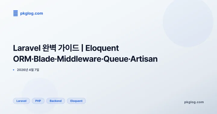 [2026] Laravel 완벽 가이드 | Eloquent ORM·Blade·Middleware·Queue·Artisan