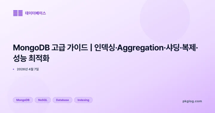 [2026] MongoDB 고급 가이드 | 인덱싱·Aggregation·샤딩·복제·성능 최적화