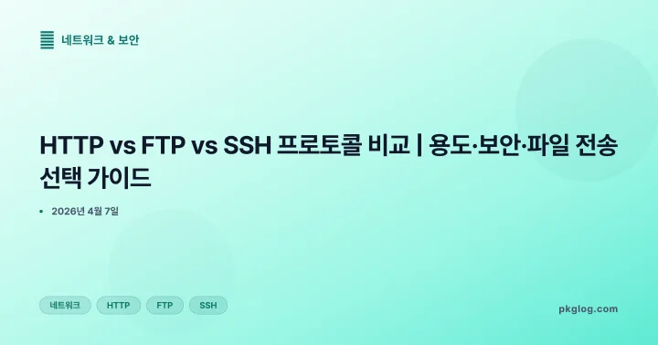 [2026] HTTP vs FTP vs SSH 프로토콜 비교 | 용도·보안·파일 전송 선택 가이드