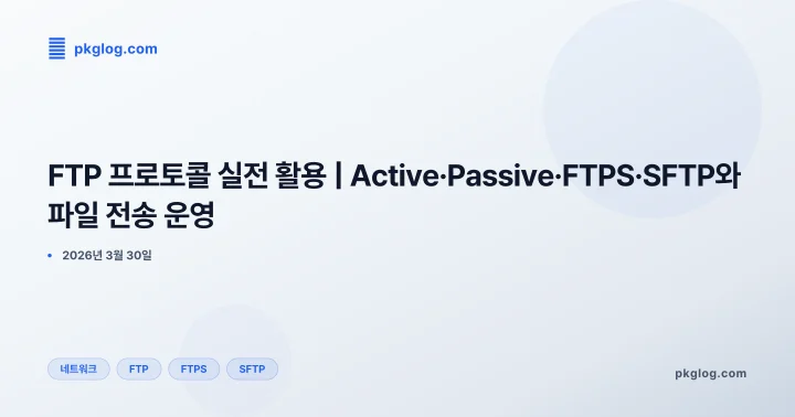 [2026] FTP 프로토콜 실전 활용 | Active·Passive·FTPS·SFTP와 파일 전송 운영