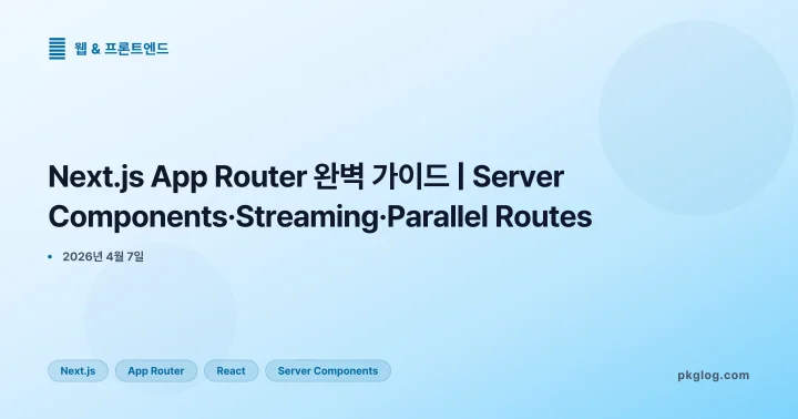[2026] Next.js App Router 완벽 가이드 | Server Components·Streaming·Parallel Routes