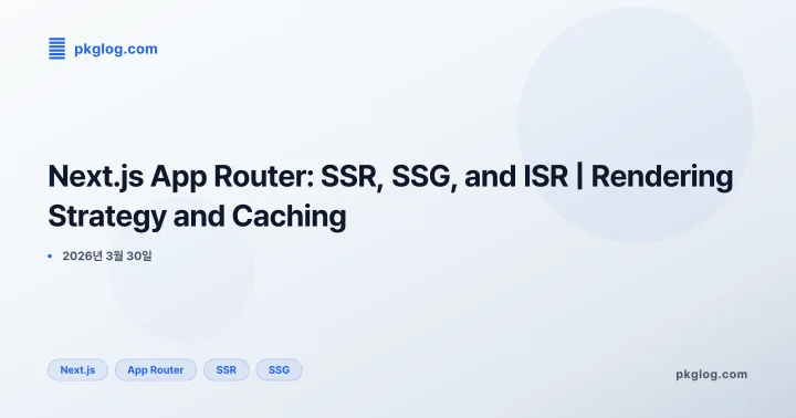 [2026] Next.js App Router: SSR, SSG, and ISR | Rendering Strategy and Caching