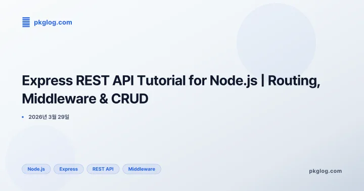 [2026] Express REST API Tutorial for Node.js | Routing, Middleware & CRUD